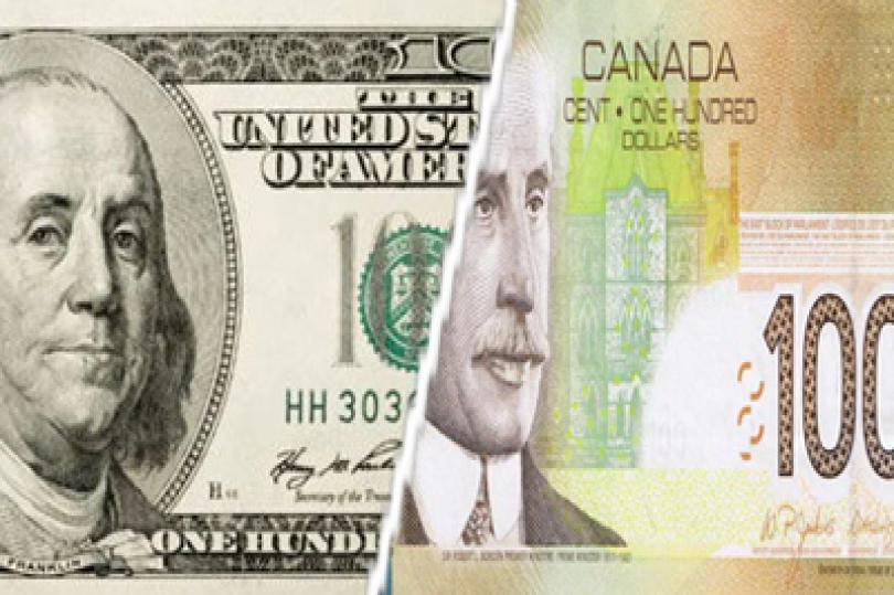 الدولار الأمريكي في مواجهة الدولار الكندي اليوم